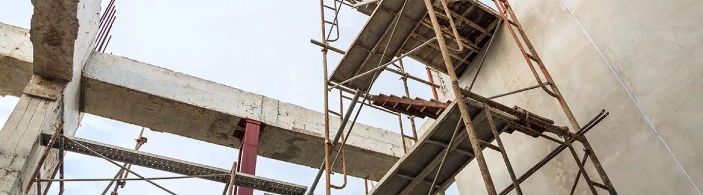 Scaffolding set up near building 
