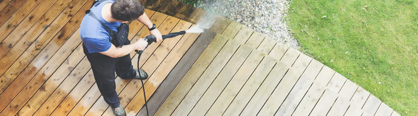 pressure washer on a deck