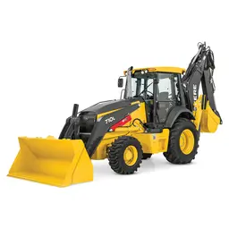 Yellow Backhoe Loader