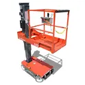 Orange and black self-propelled one-person lift
