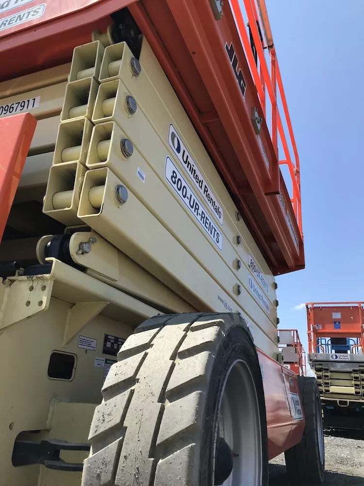 orange unextended scissor lift