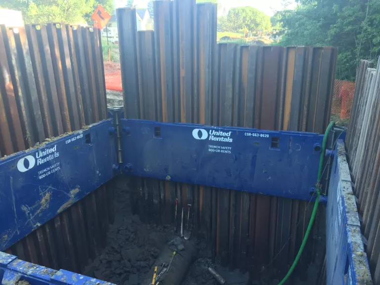 blue united rentals branded trench sheeting