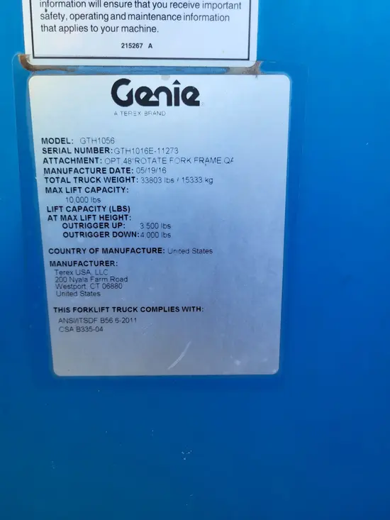 2016 Genie GTH-1056 Forklift