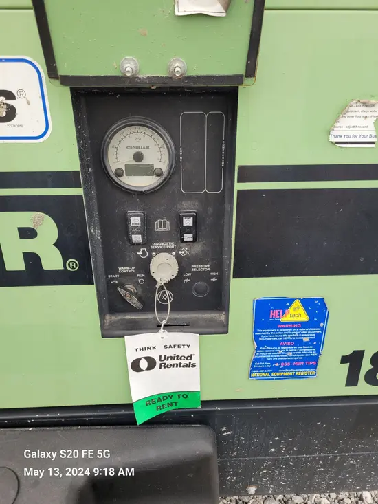 2018 Sullair 185DPQ-KU-T3 Air Compressor