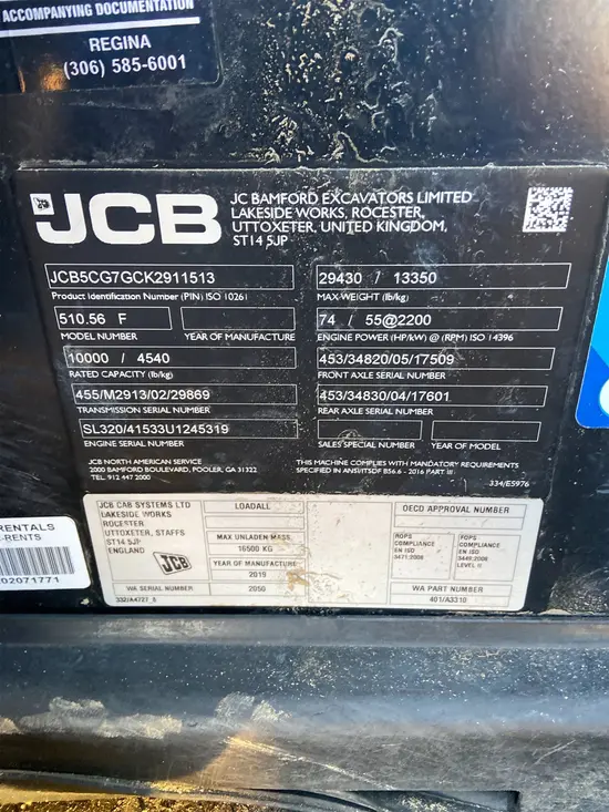 2019 JCB 510-56 Forklift