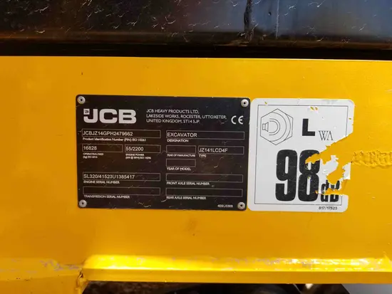 2017 JCB JZ141 Excavator