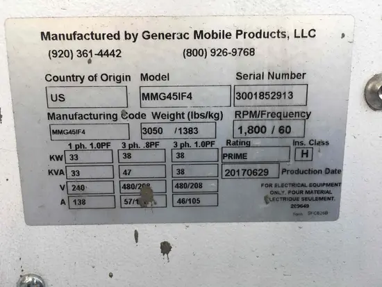 2017 Magnum Pro MMG45IF4 Diesel Generator