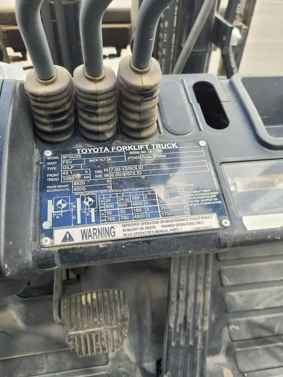 2017 Toyota 8FGU25 Warehouse Forklift