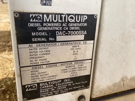 2018 Multiquip DAC7000SSA Diesel Generator