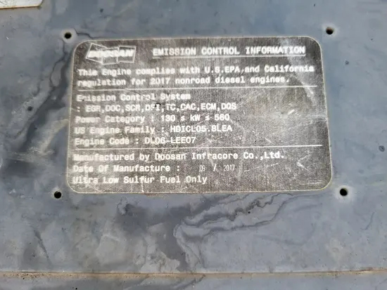 2017 Doosan DX140W-5-US20 Excavator
