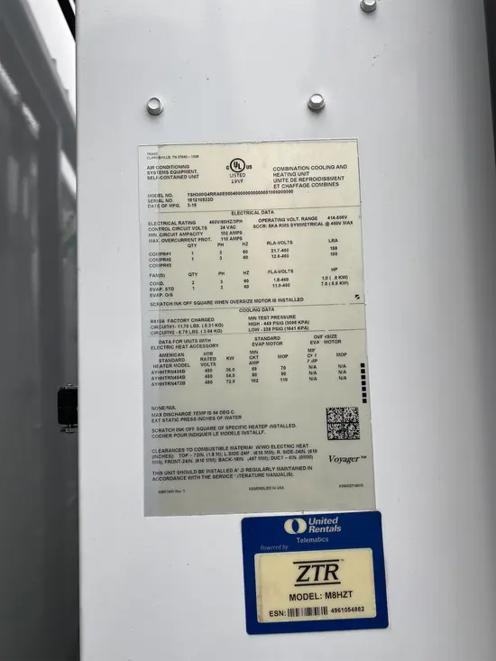 2018 TRANE 25T-480V-DH-TCH