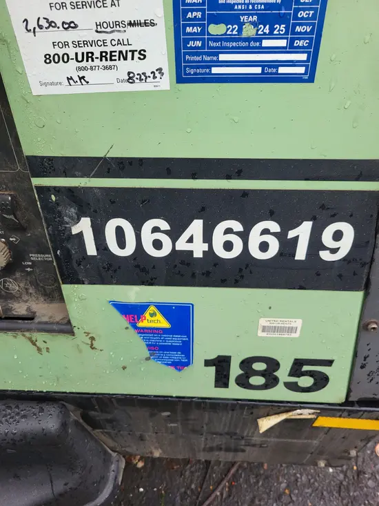 2017 Sullair 185DPQ-KU-T3 Air Compressor