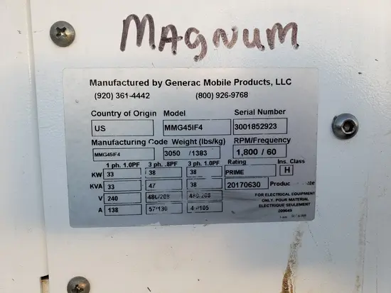 2017 Magnum Pro MMG45IF4 Diesel Generator