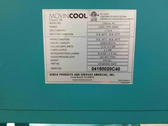 2016 DENSO CLASSIC 40 Portable Air Conditioner