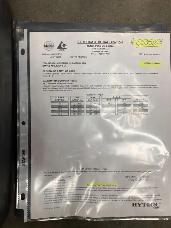 2016 Hytorc BTM-0250 Impact Wrench