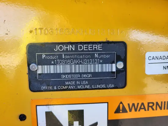 2017 John Deere 316GR Track Loader