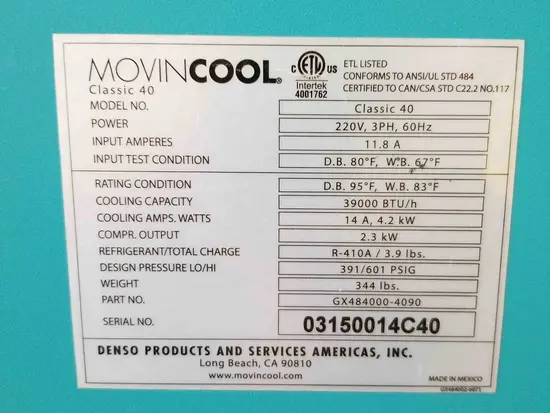 2016 DENSO CLASSIC 40 Portable Air Conditioner