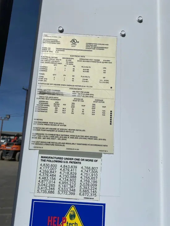 2014 TRANE TSH300F