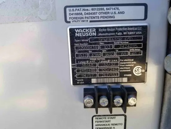 2016 Wacker Neuson G50 T4F Diesel Generator