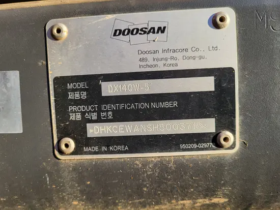 2017 Doosan DX140W-5-US20 Excavator