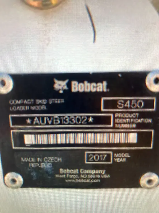 2017 Bobcat S450 Track Loader