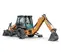 Orange and gray CASE 60-90 HP Backhoe Loader, 14 ft. Dig Depth