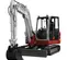 Red and white Takeuchi Mini Excavator with Reduced Tail Swing