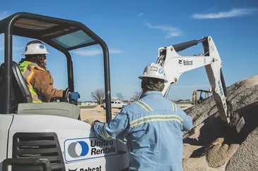 workers with excavator
