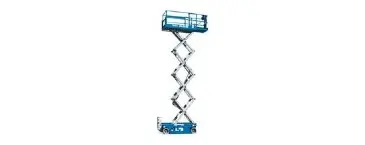blue scissor lift extended