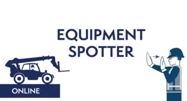 equipment spotter, construction worker holding up hand signal 