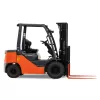 Orange and black warehouse forklift