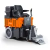 Orange and gray Husqvarna battery powered Ride-on Floor Scraper