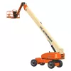 Orange and beige JLG 135 ft. Telescopic Boom Lift, Diesel