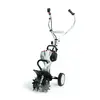 White and silver and black STIHL Hand-held Tiller, Two-cycle Engine