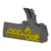 Gray and yellow PALADIN Snow Blower Attachment for Skid Steer
