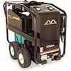 black and green pressure washer on wheels