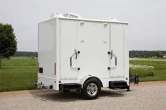 ROS white 2-Station Restroom Trailer exterior photograph
