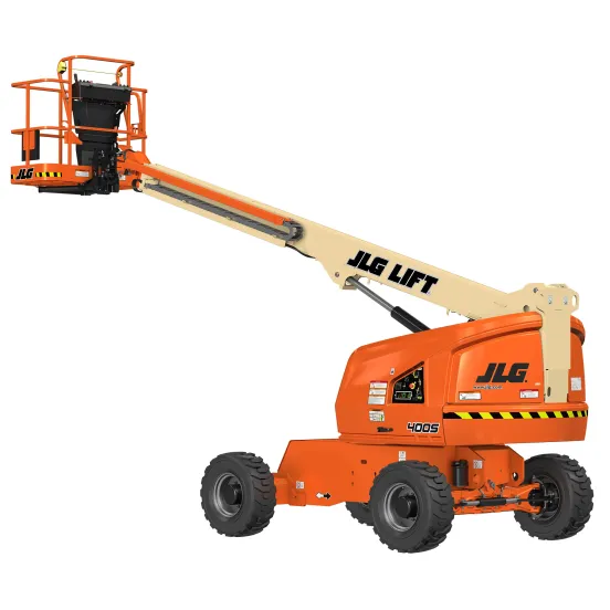 Orange and beige JLG 37-44 ft. Telescopic Boom Lift, Diesel or Gas/LP