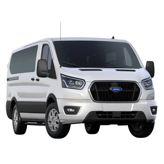 White Ford passenger van