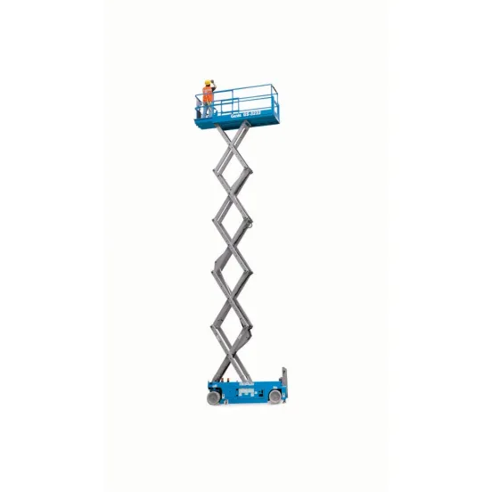 Blue and grey GENIE 30-33 ft. Scissor Lift, Electric, Narrow