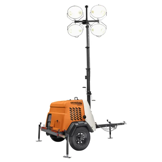 Orange Generac Towable Light Tower with 6kW Generator