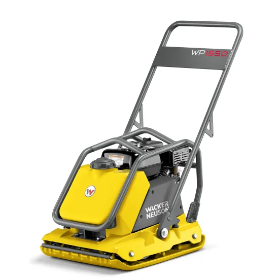 Yellow and silver Wacker-Neuson vibratory plate compactor