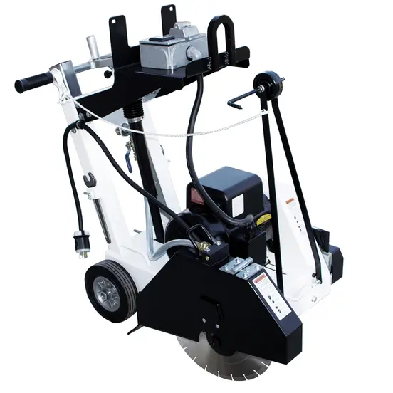 White and black DIAMONDPR Walk-behind Concrete Saw, Electric Powered