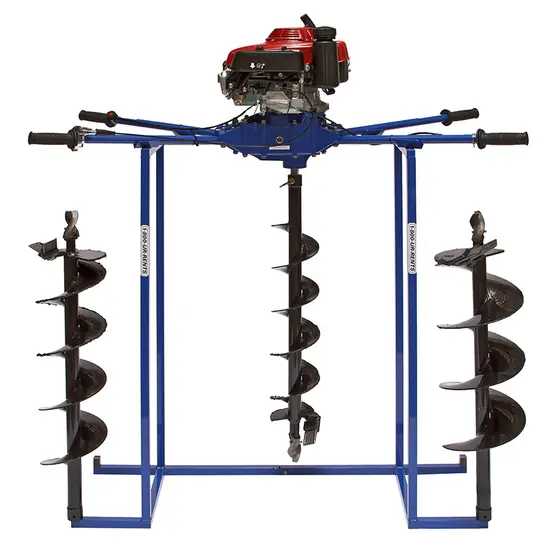 Blue and red Rice Hydro two-man auger