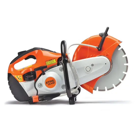 Orange and white Stihl 12 inch concrete cut-off saw
