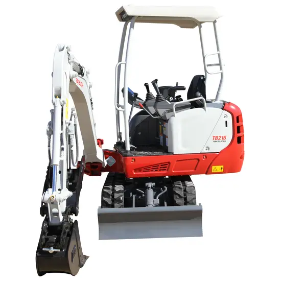Red, white and gray TAKEUCHI 3,000-3,999 lb. Mini Excavator, Zero Tail Swing